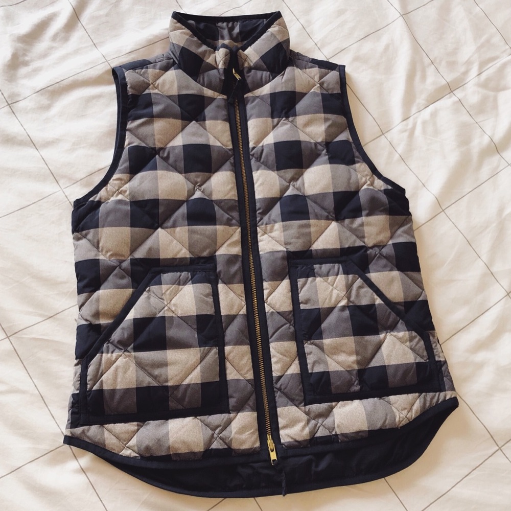 J Crew || blue buffalo plaid vest